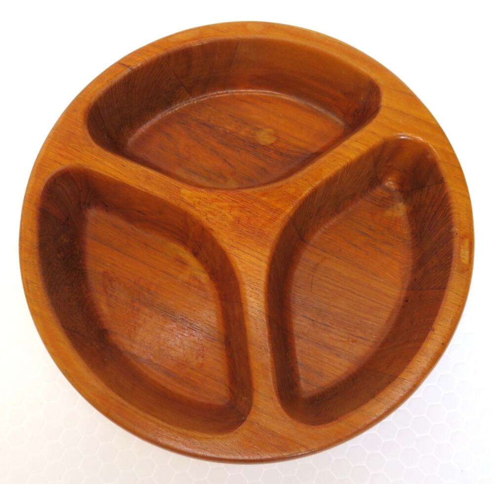 Vtg DANSK IHQ Jens Quistgaard Teakwood Hors d'Oeuvre 3-Part Tray Thailand